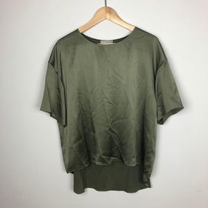 Vince Olive Green Silk Top